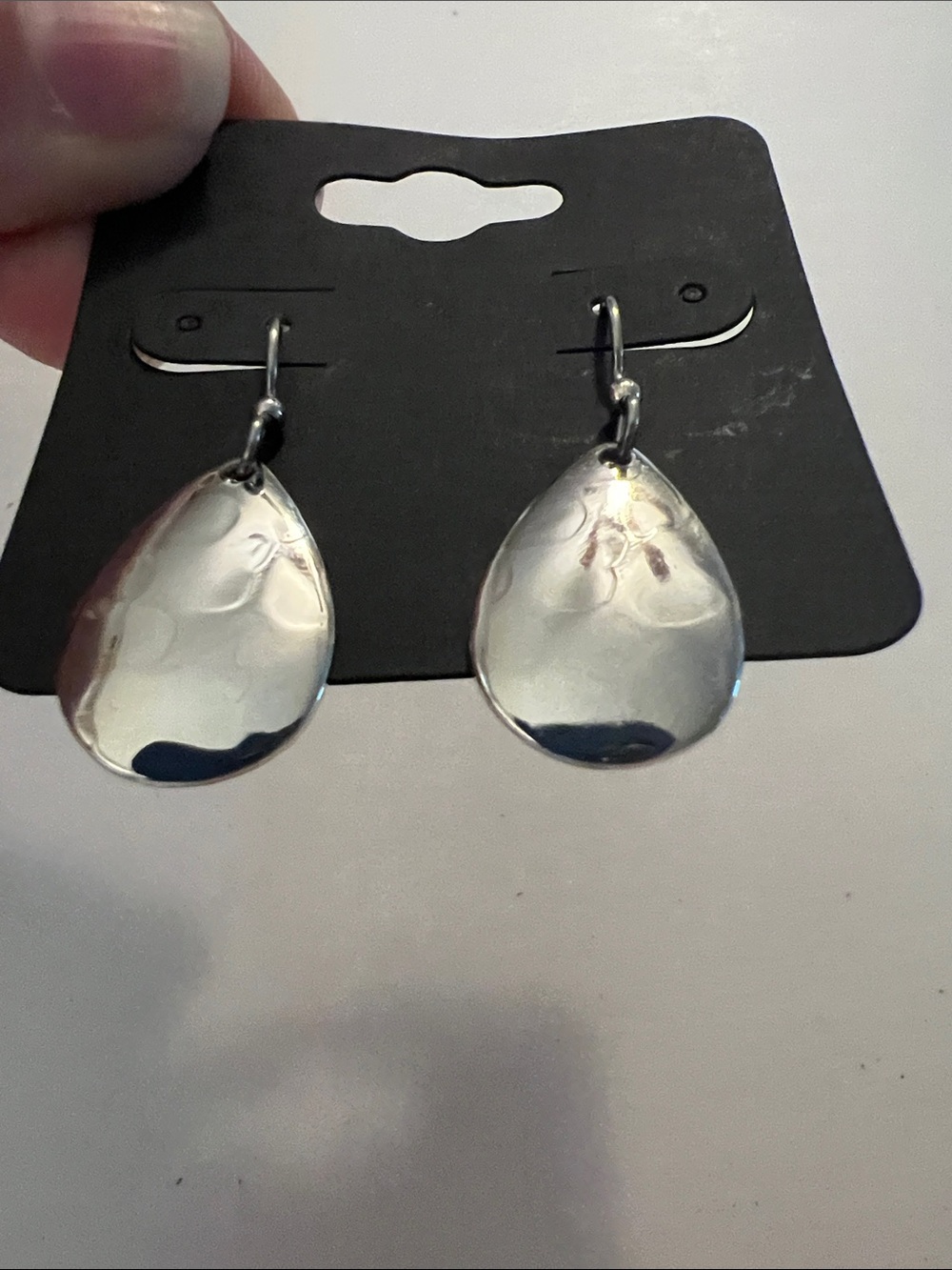 Silver-Tone Textured Teardrop Dangle Earrings - Classic Women's Jewelry
